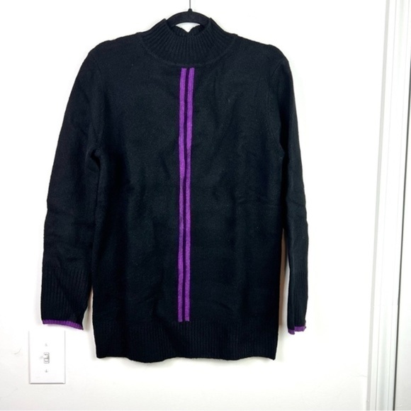 Halara Turtleneck womens size small Black Purple Color Block Knit Sweater - Picture 2 of 8